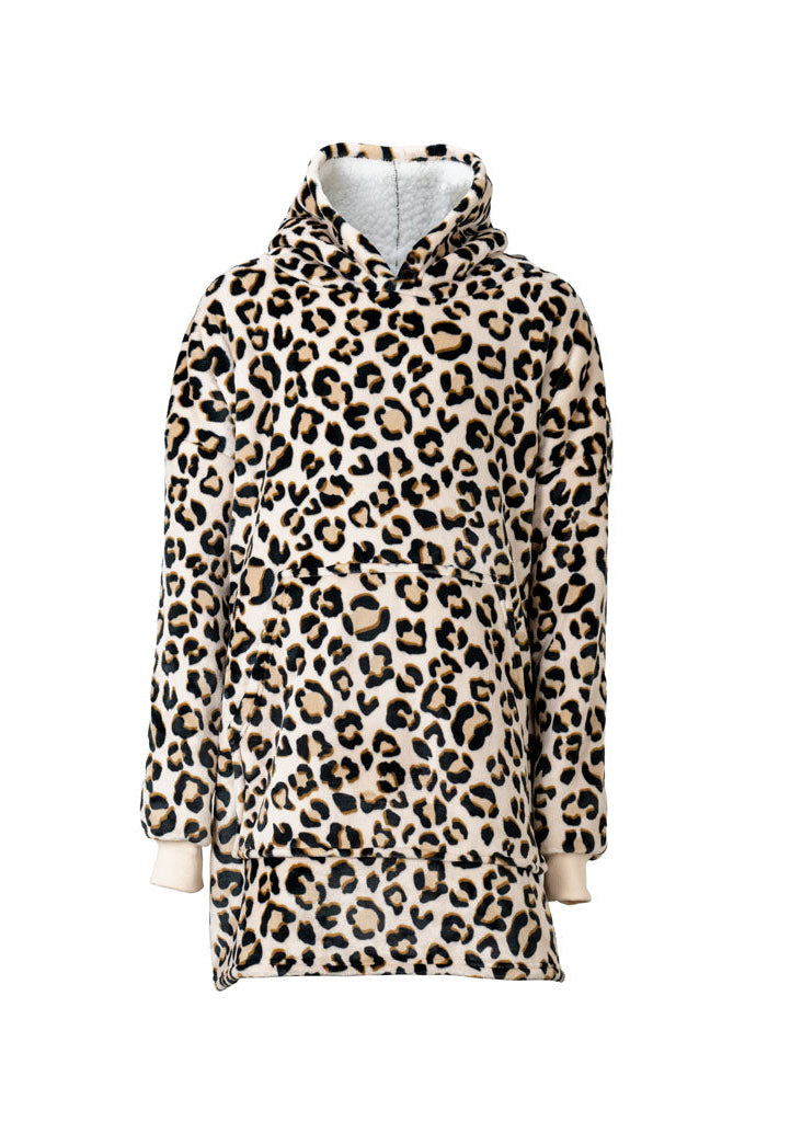 Leopard Print Oversized Hooded Blanket | Adults