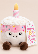 Personalised Pink Birthday Cake Plush Toy | Birthday Gift