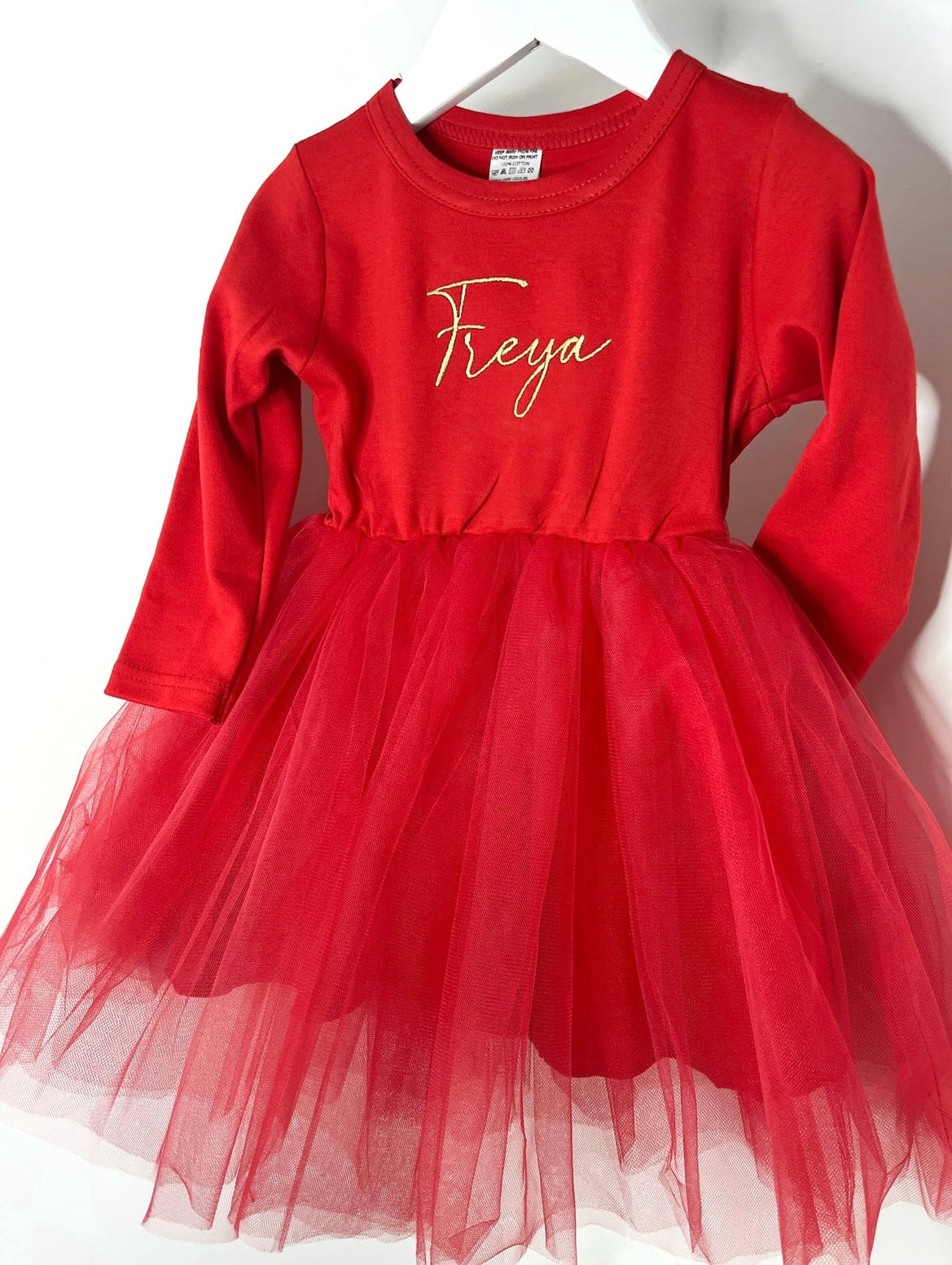 Red Long Sleeve Tutu Dress