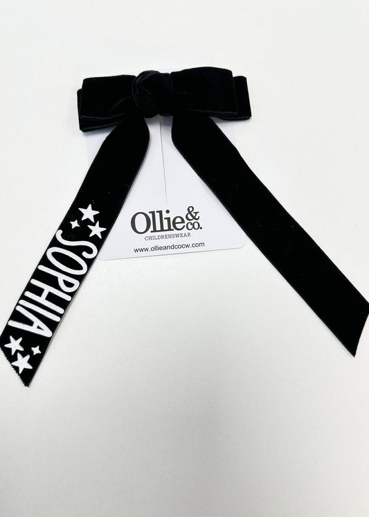 Black Velvet Long Hair Bow
