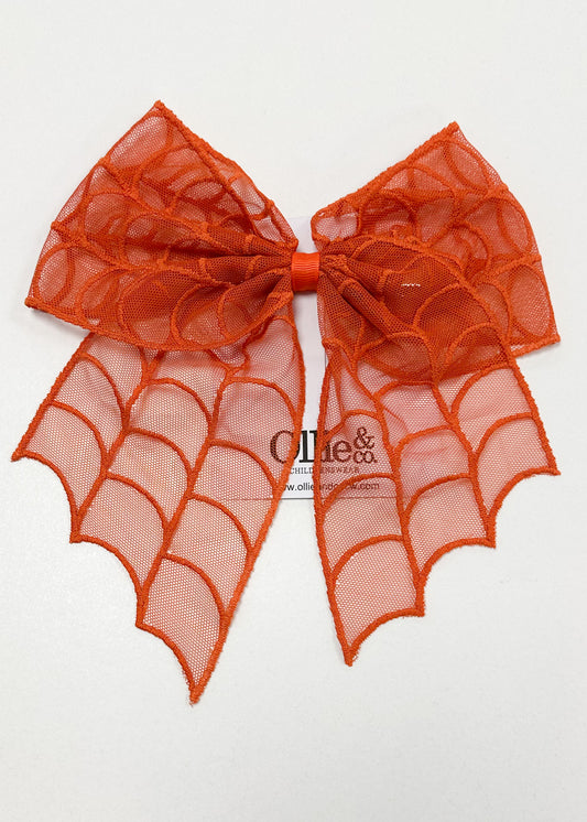 Orange Web Large Bow