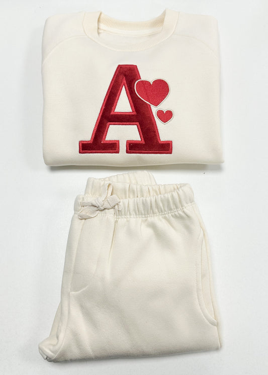 Applique Valentines Oat Loungewear Set