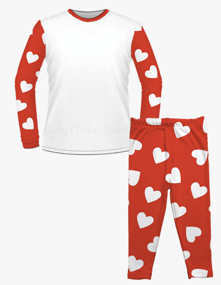 NEW White Heart Valentines Pyjamas