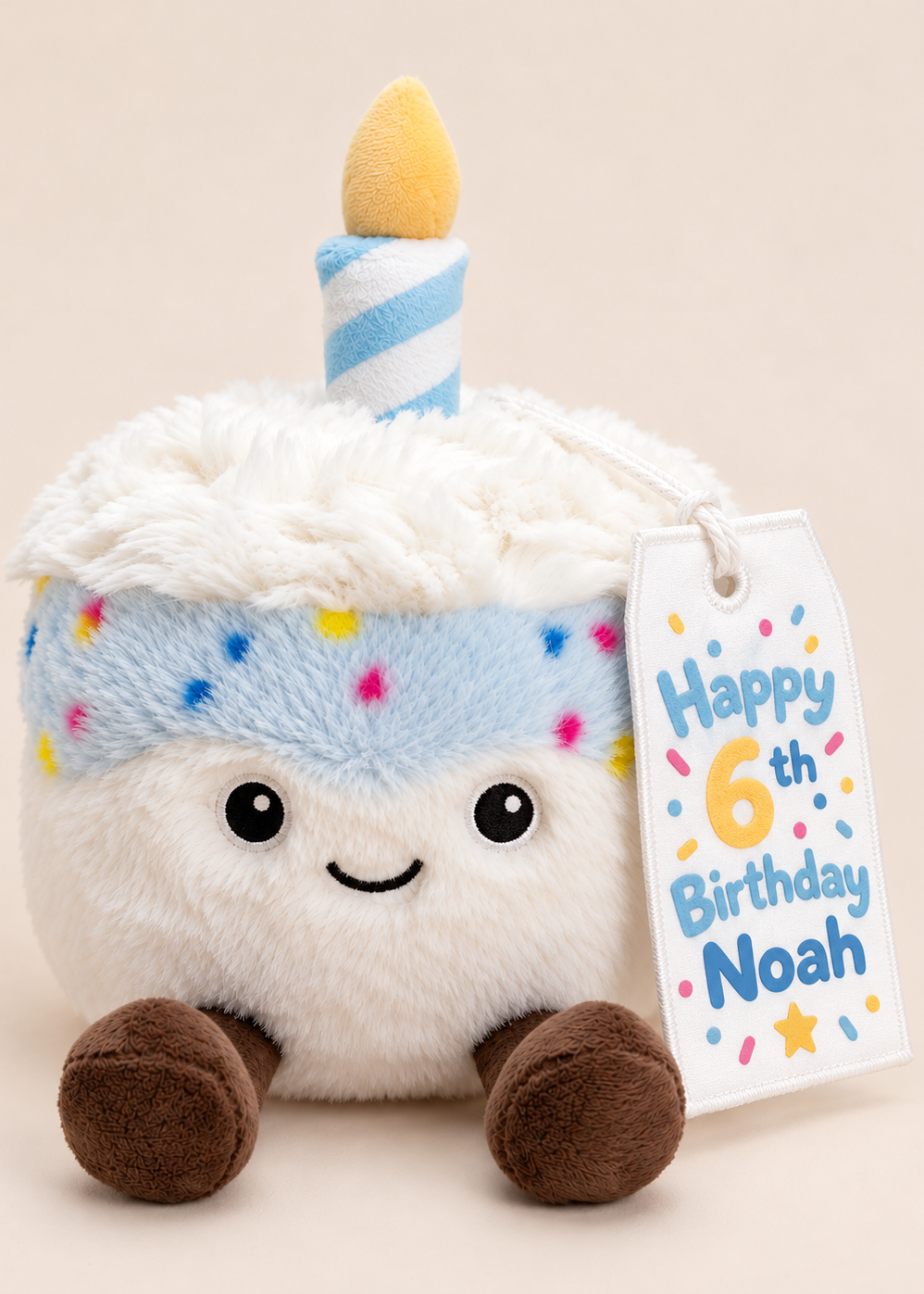 Personalised Blue Birthday Cake Plush Toy | Birthday Gift