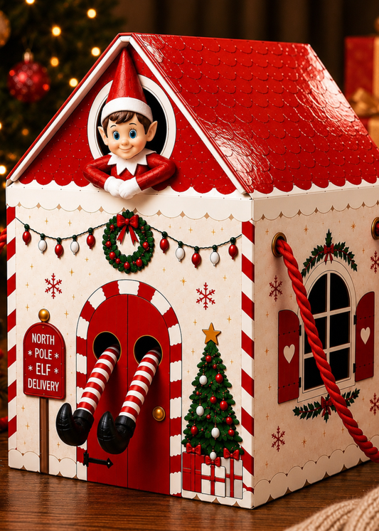 NEW Red & White Elf House