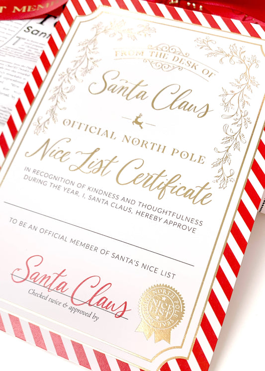 Santa's Nice List Certificate - Red/White