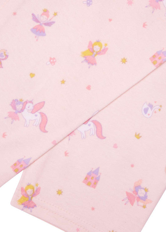 Pink fabric with unicorn and fairy pattern
