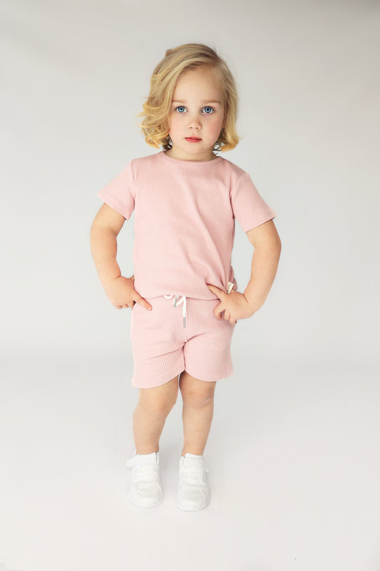 Cotton Candy Ribbed Unisex Short Set