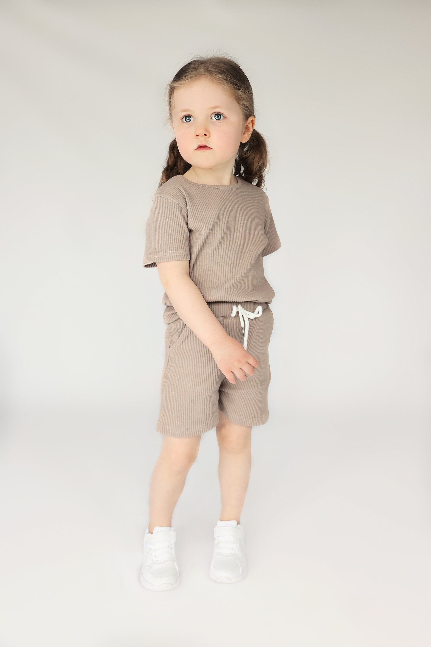 Taupe Ribbed Unisex Short Set