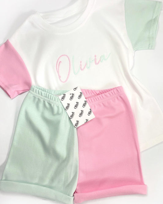 Pink & Mint Short Loungewear (Ready to go)