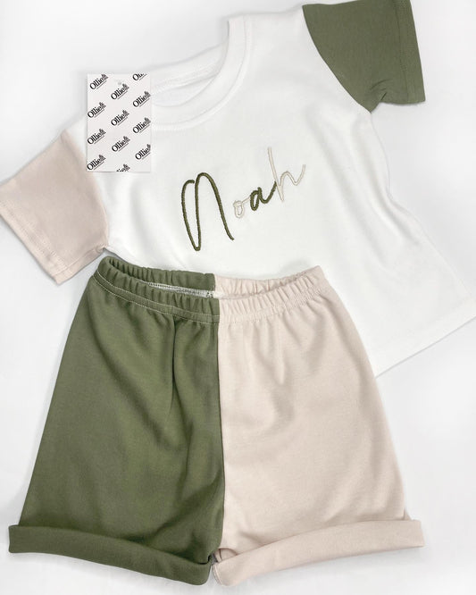 Khaki & Stone Short Loungewear (Ready to go)