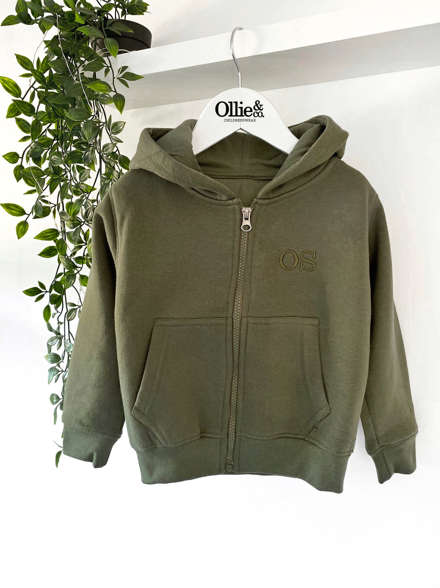 Khaki Fleece Zip Up Hoodie