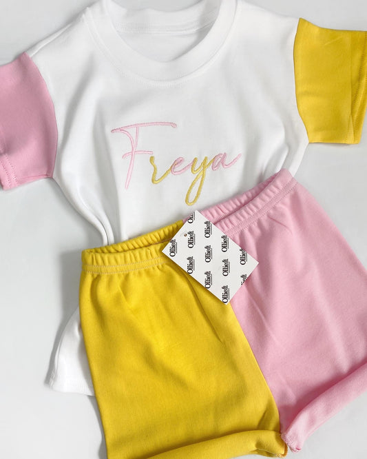 Pink & Yellow Handmade Short Loungewear