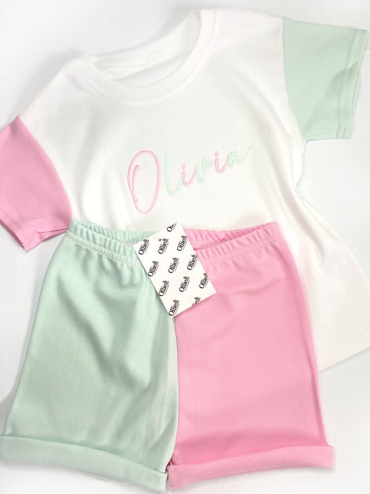 Pink & Mint Handmade Short Loungewear