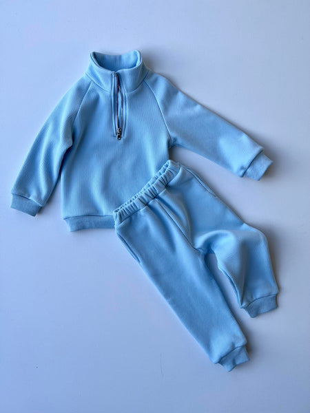 Frost Blue Fleece Ribbed Tracksuit